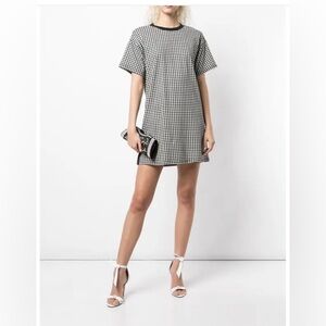 Alice + Olivia Garner Gingham Short Sleeve T-Shirt Mini Dress $195 Sz XL
